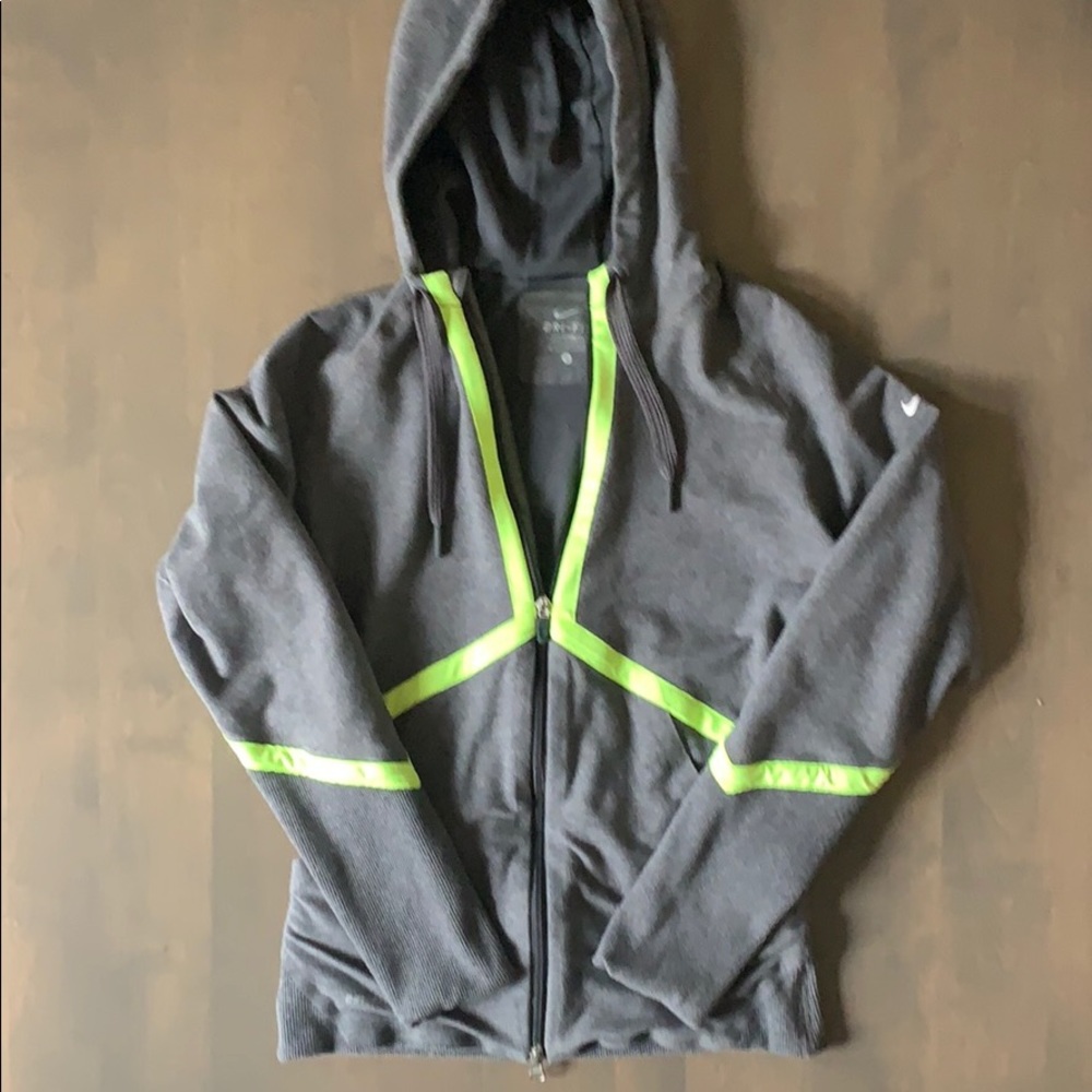 Nike Dri-Fit Grey Hooded Running Jacket w/ Reflect